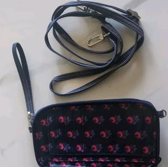 Vera Bradley Blue Denim Quilt Wristlet Crossbody Clutch Bag - Picture 8 of 12